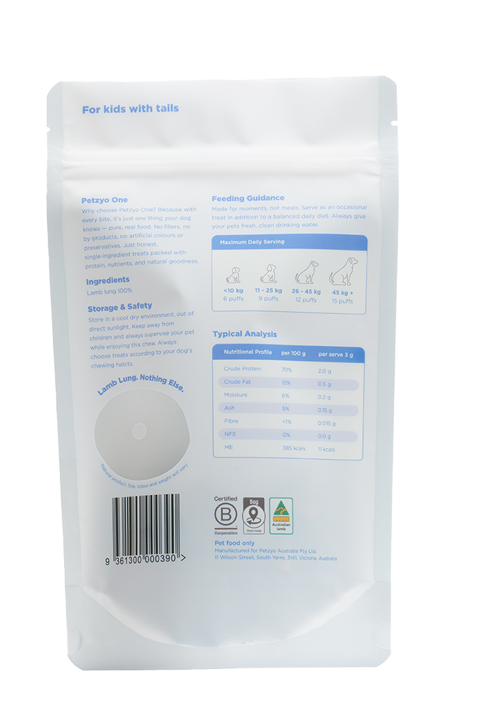 Petzyo One Lamb Lung Puffs 50g