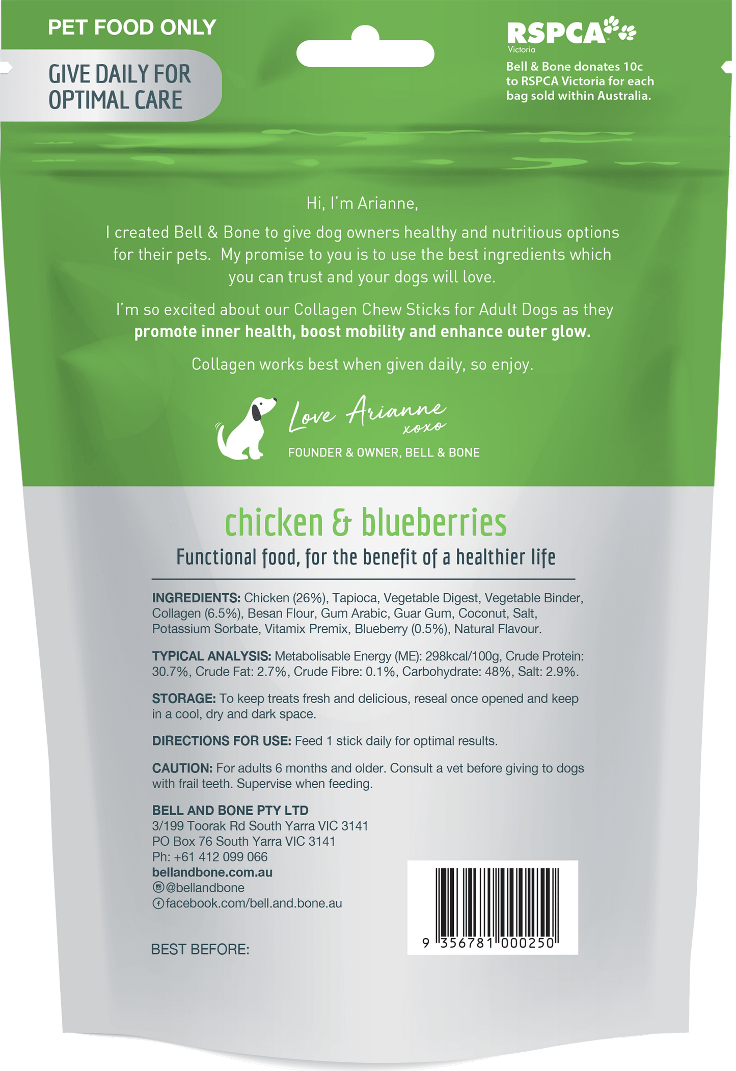 Bell & Bone - Collagen Chew Sticks for Adult Dogs - Chicken & Blueberries Flavor