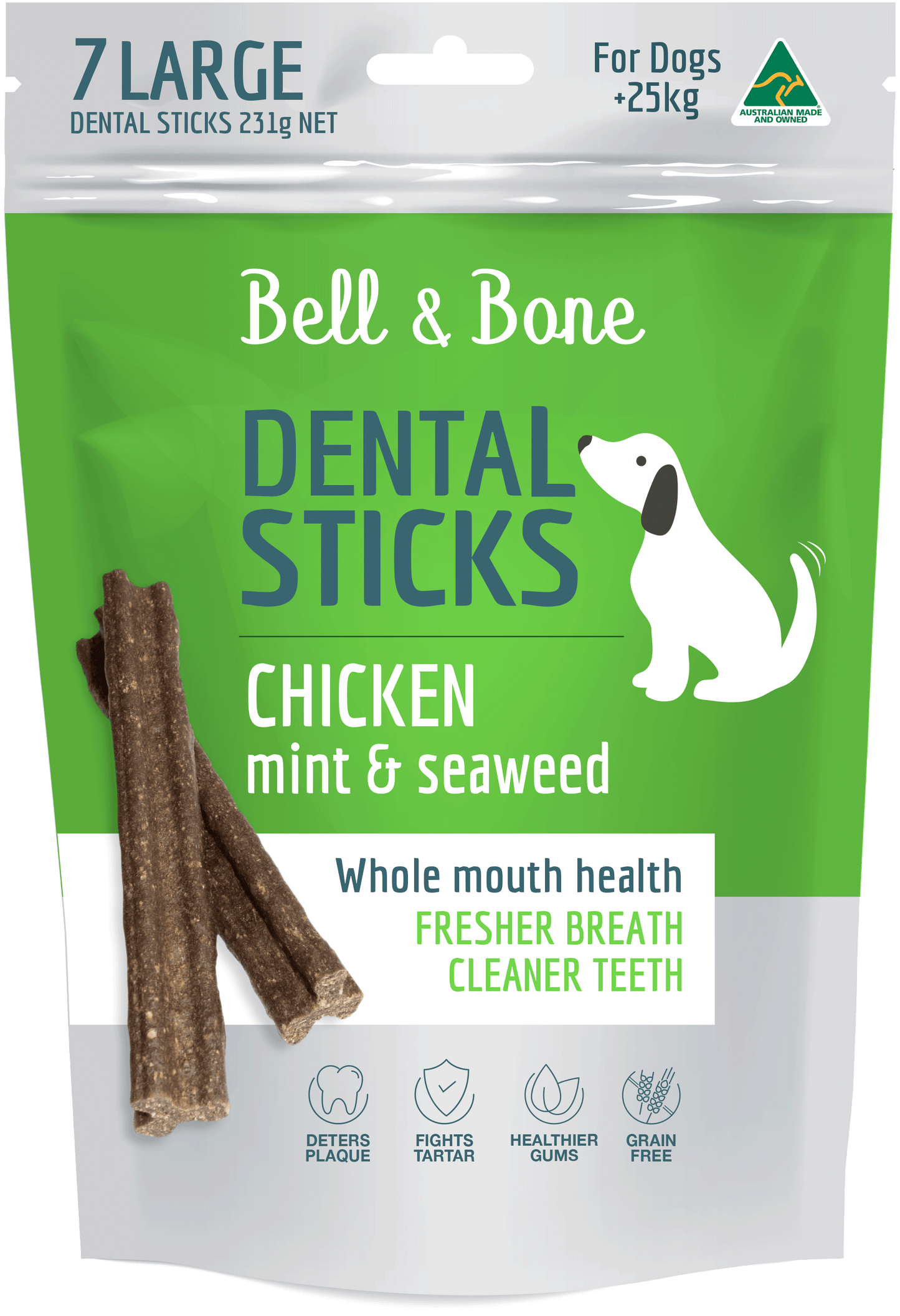 Bell & Bone Dental Sticks - Chicken, Mint & Seaweed (Multiple Sizes) - Petzyo