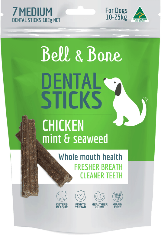 Bell & Bone Dental Sticks - Chicken, Mint & Seaweed (Multiple Sizes) - Petzyo