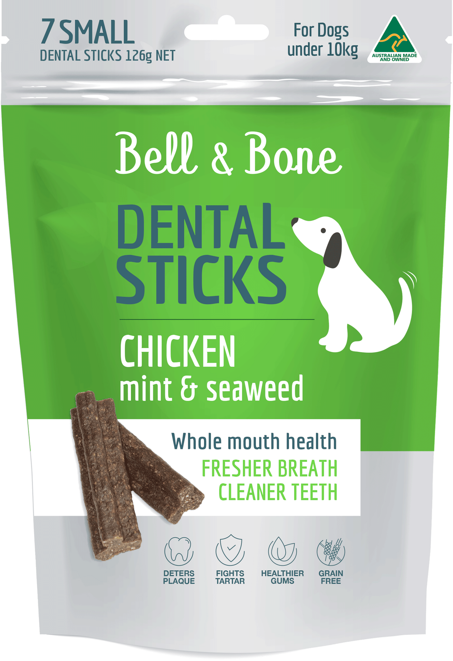 Bell & Bone Dental Sticks - Chicken, Mint & Seaweed (Multiple Sizes) - Petzyo