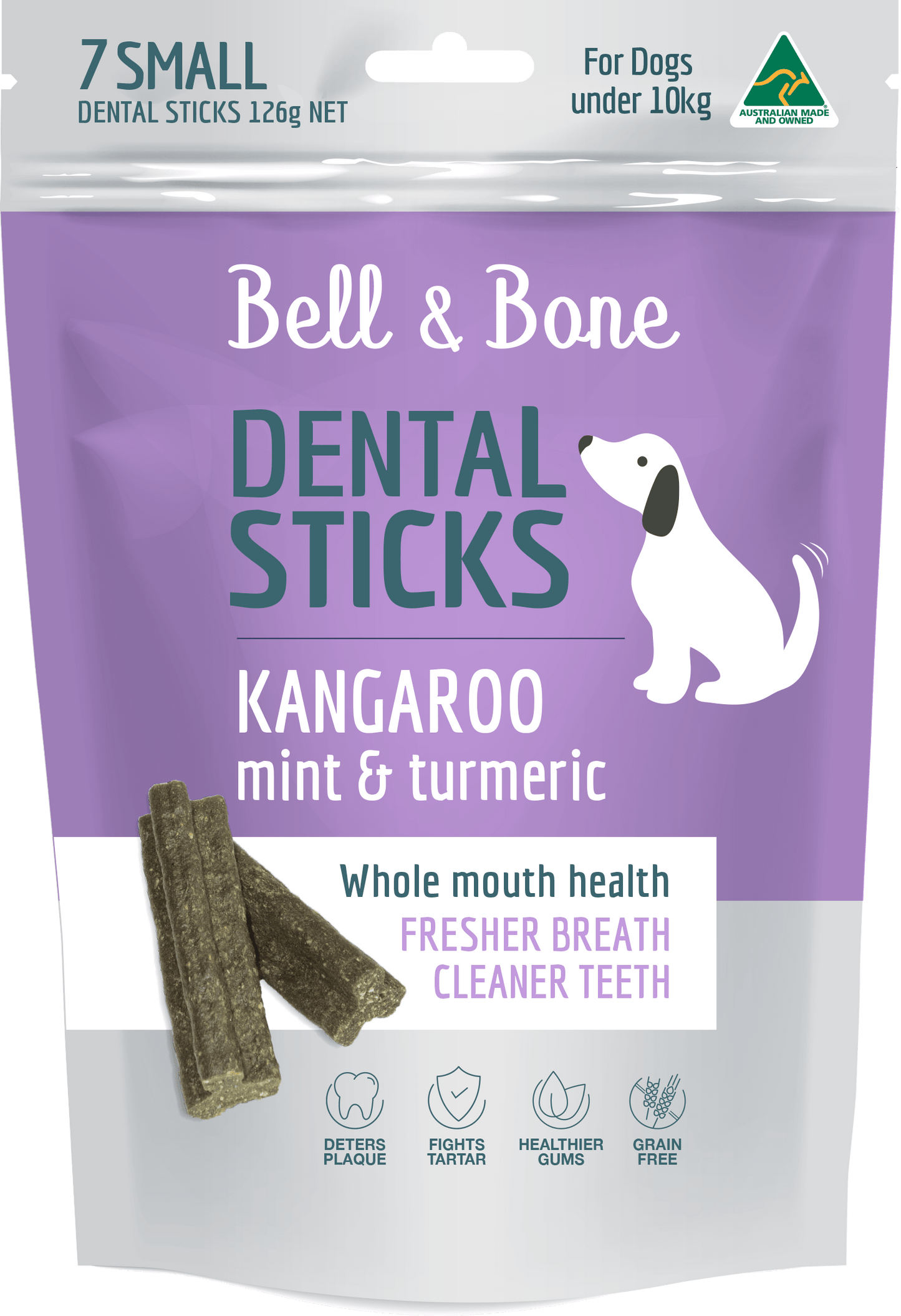 Bell & Bone Dental Sticks - Kangaroo, Mint & Turmeric (Multiple Sizes) - Petzyo
