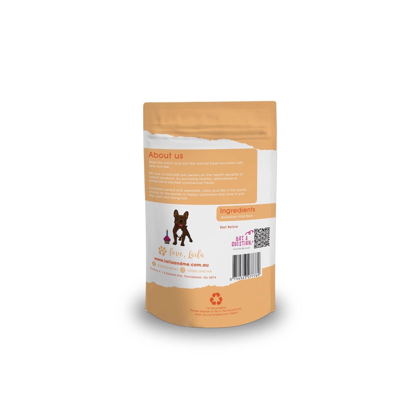 Back view of Laila & Me Freeze Dried Raw - Wild Boar