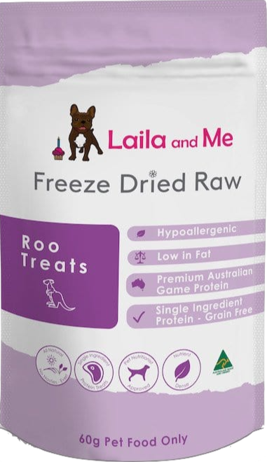 Front view of Laila & Me's Freeze Dried Raw Kangaroo