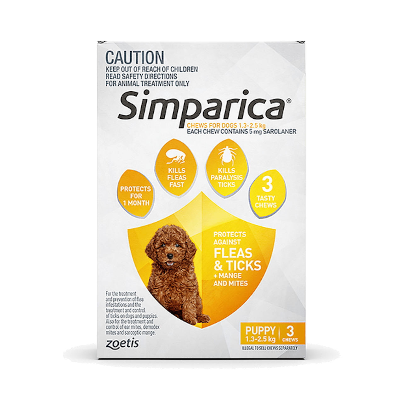 Simparica - Xxs 1.3-2.5Kg - 3's (Yellow) - Petzyo