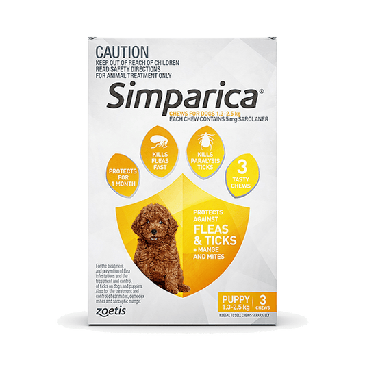 Simparica - Xxs 1.3-2.5Kg - 3's (Yellow) - Petzyo