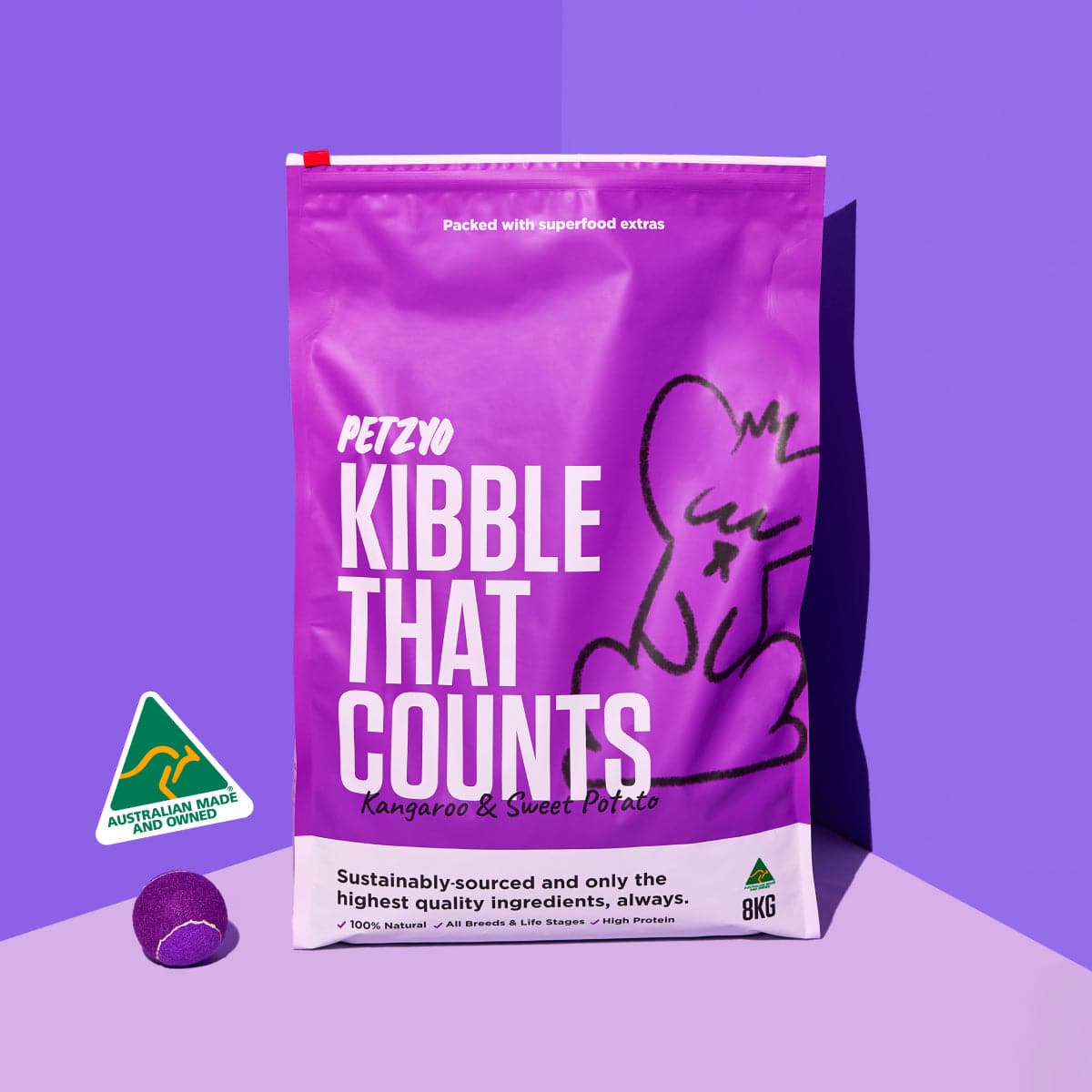750g of Kibble That Counts - Kangaroo, Sweet Potato & Superfood Extras