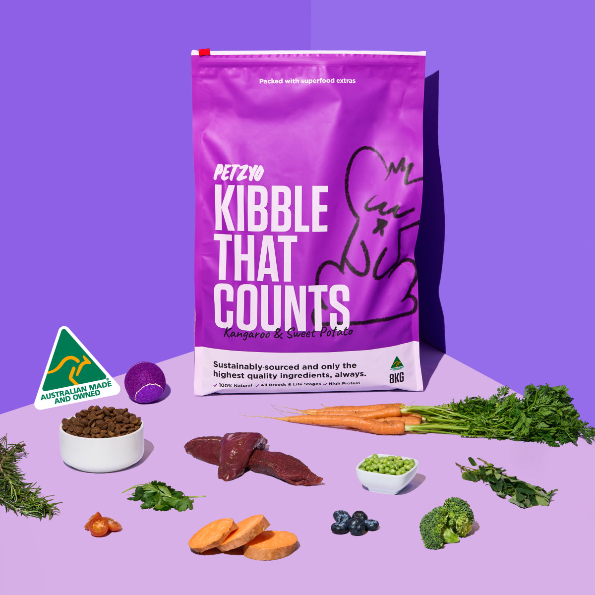 16kg Kibble That Counts - Kangaroo, Sweet Potato & Extras | Petzyo