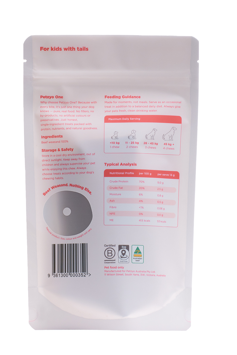 Petzyo One Beef Weasand 7 Pieces (~90g)