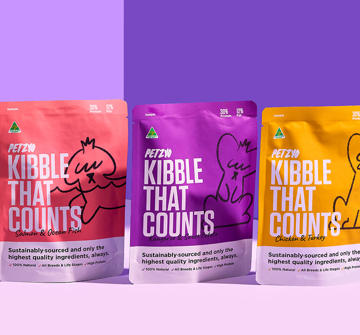 5x ~ 100g of Kibble That Counts - Kangaroo, Chicken, Salmon, Eco Woofer and Lamb