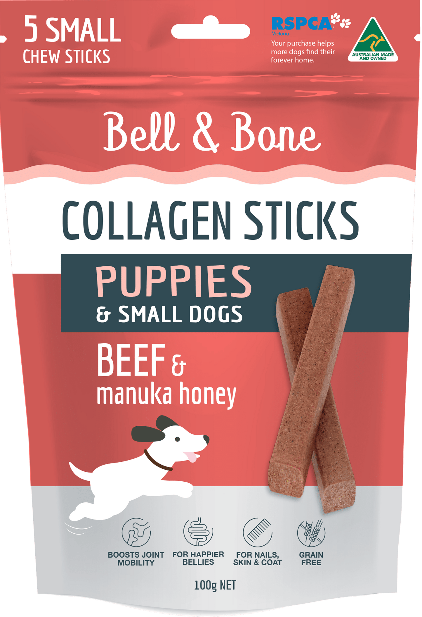 Bell & Bone - Collagen Chew Sticks for Puppies & Small Dogs - Beef