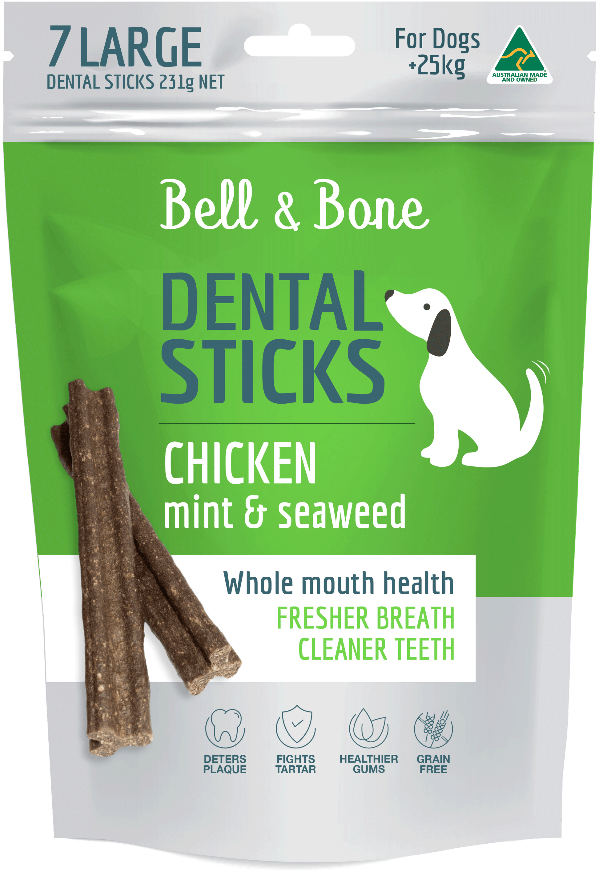Bell & Bone Dental Sticks - Chicken, Mint & Seaweed (Multiple Sizes) - Petzyo