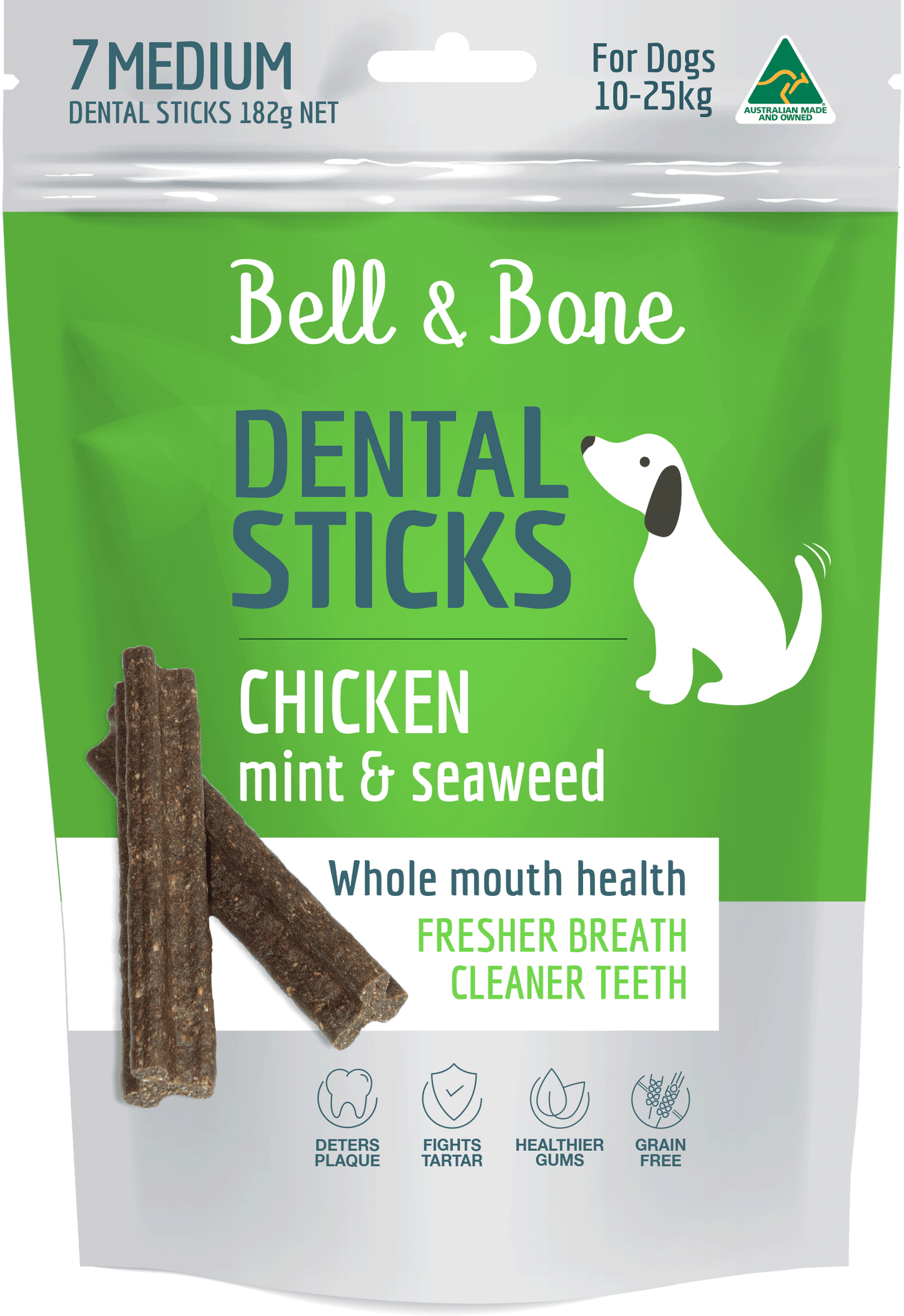 Bell & Bone Dental Sticks - Chicken, Mint & Seaweed (Multiple Sizes) - Petzyo