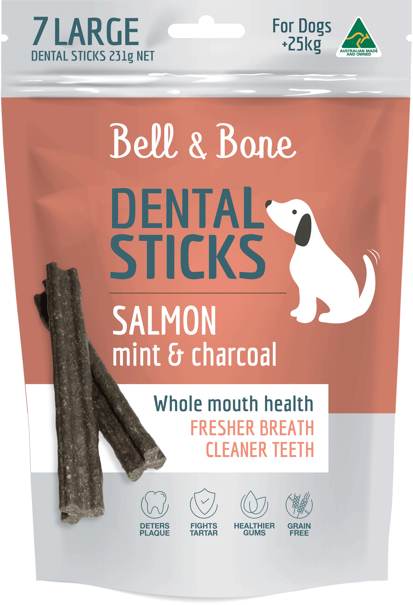 Bell and Bone Dental Sticks - Salmon, Mint and Charcoal (Multiple Sizes) - Petzyo