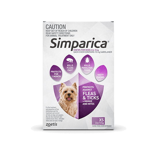 Simparica - Extra Small 2.6-5Kg - 3's (Purple) - Petzyo