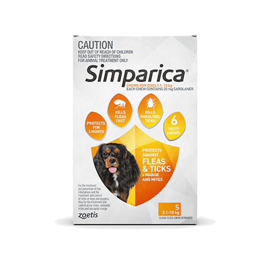 Simparica Treatment - Small 5.1-10Kg - 3's (Orange) - Petzyo