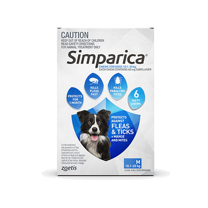 Simparica Treatment - Medium 10.1-20Kg - 3's (Blue) - Petzyo