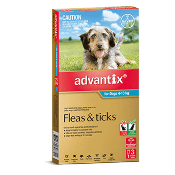 Advantix Flea Treatment for Dogs 4-10Kg - 3's (Teal) - Petzyo
