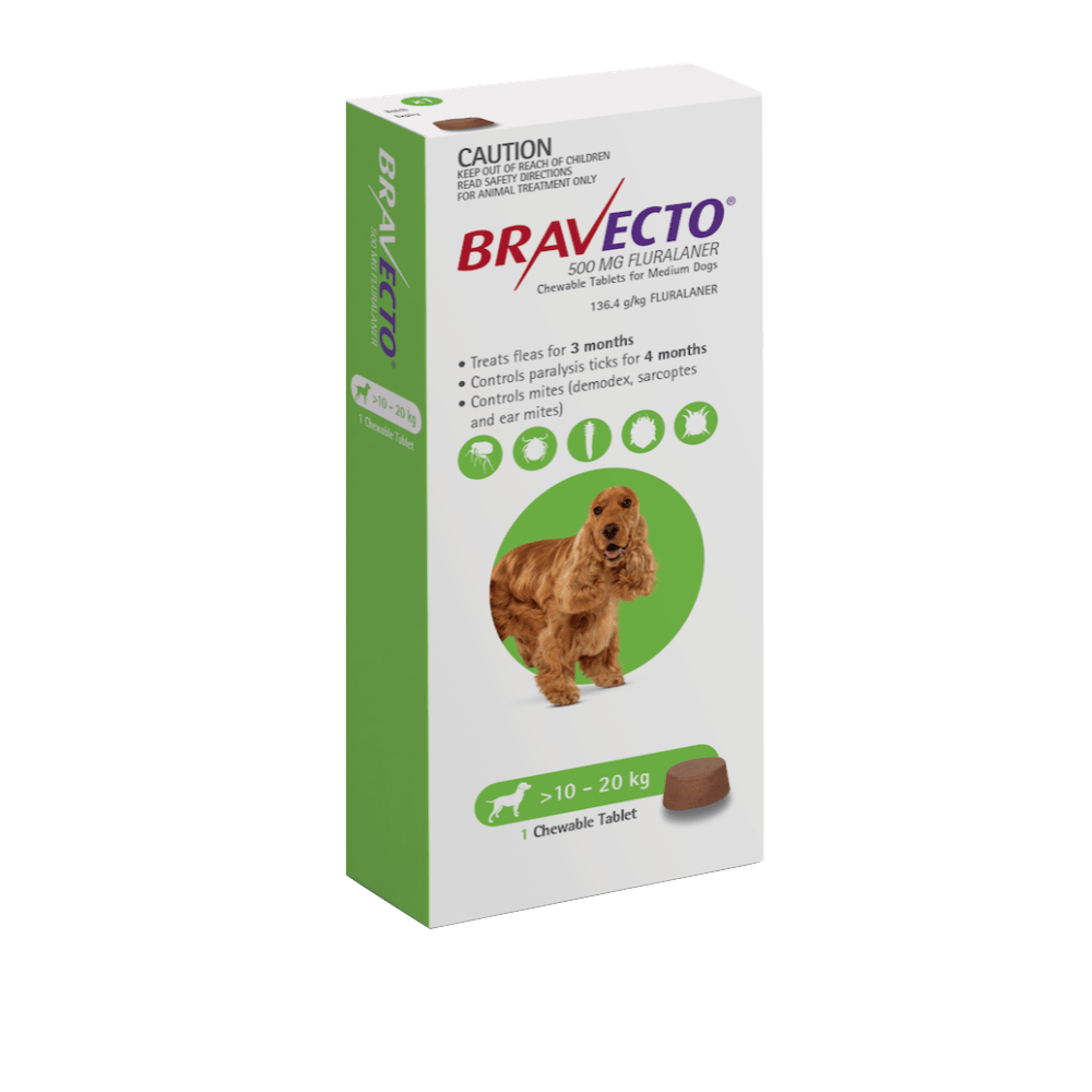 Bravecto Medium Dog Green 10-20kg 1-Pack - Petzyo