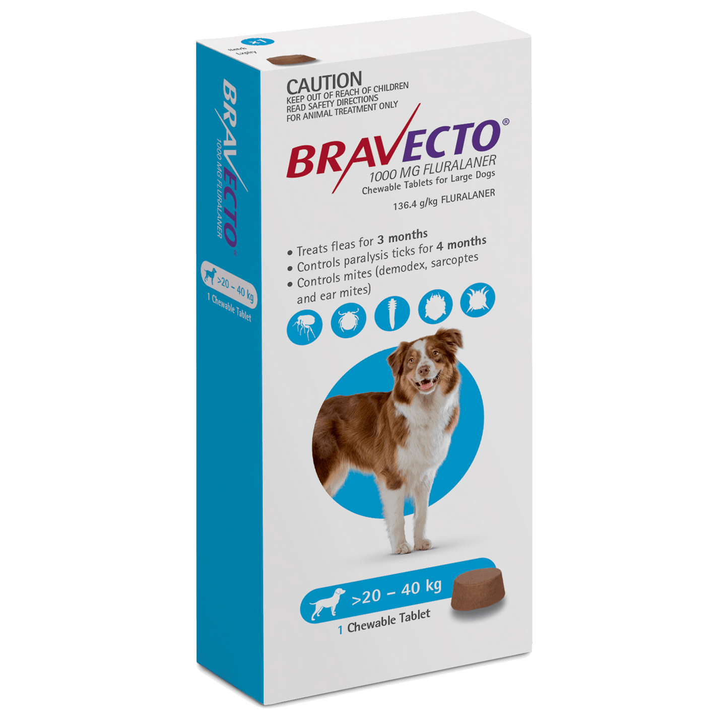 Bravecto Large Dog Blue 20-40kg 1-Pack - Petzyo