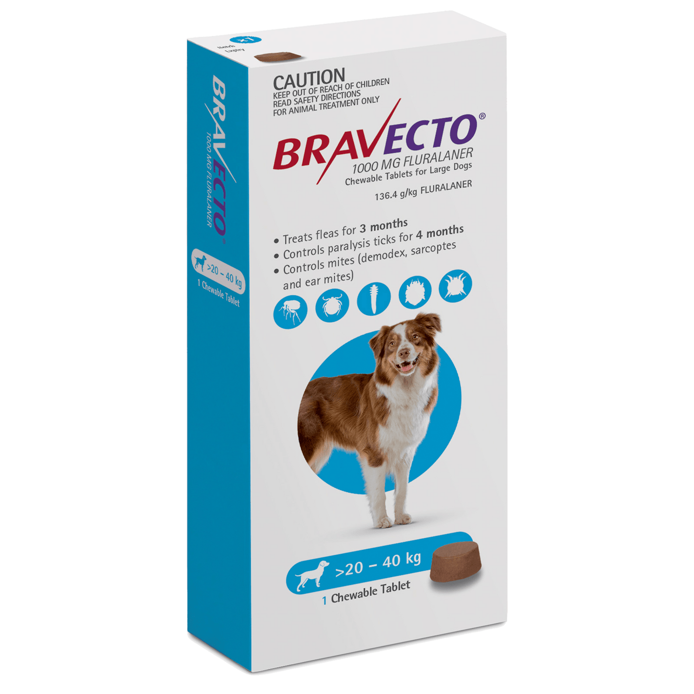 Bravecto Large Dog Blue 20-40kg 1-Pack – Petzyo