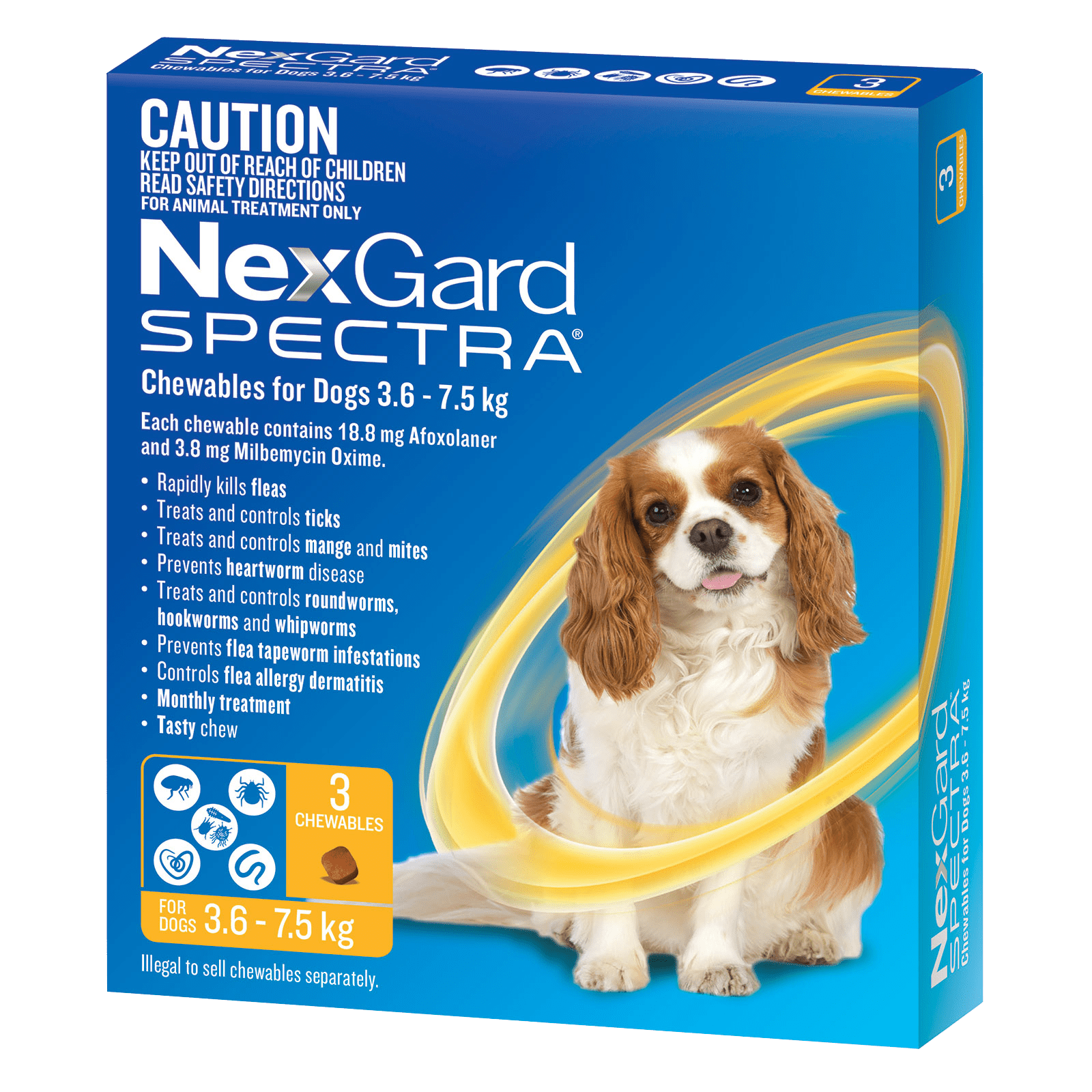 Nexgard Spectra Small Dog (3.6-7.5kg) 3-Pack - Petzyo