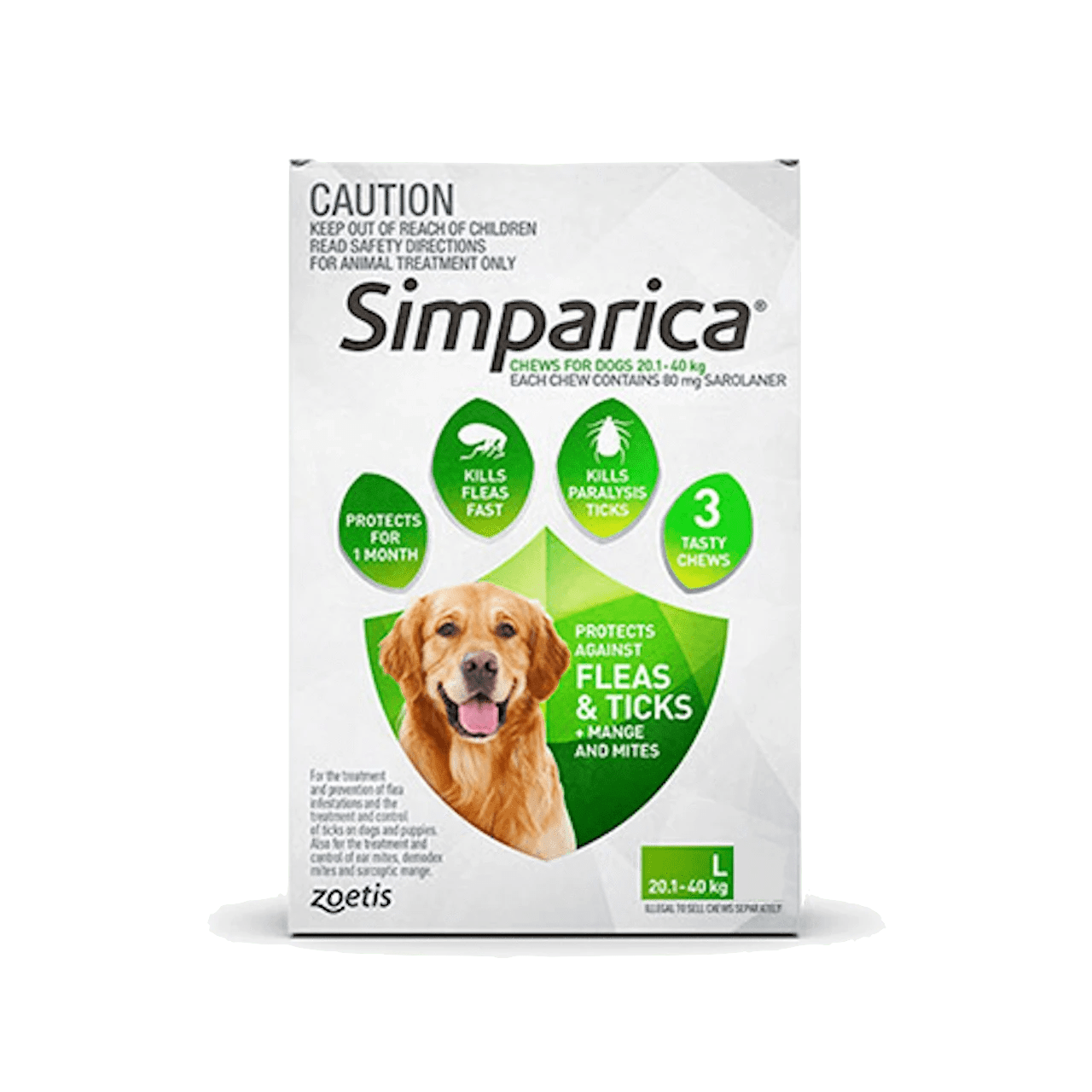 Simparica Treatment - Large 20.1-40Kg - 3's (Green)